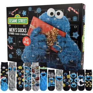 Sesame Street Calendrier de l'Avent de - Cookie Monster - Calendrier de l'Avent - Chaussettes Homme - pour Indifférent - multicolore