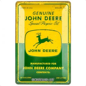 John Deere Nostalgic-Art Plaque Vintage &ndash; Special Oil &ndash; Id&eacute;e de Cadeau pour Fans de tracteurs, en m&eacute;tal, Design Retro pour la d&eacute;coration, 20 x 30 cm
