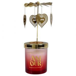 THE CONCEPT FACTORY, BO0167, Bougie Parfumée Carrousel Amour - Design Unique, Parfum Envoûtant, Longue Durée, Facilité d'Utilisation - Rouge, Taille 8x16x8 cm