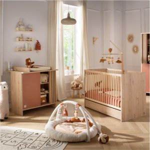 Sauthon Chambre b&eacute;b&eacute; compl&egrave;te, Lit b&eacute;b&eacute; et Commode &agrave; langer avec claustra