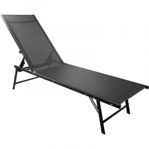 Transat Jardin Pliant Noir Textilene Dossier Reglable
