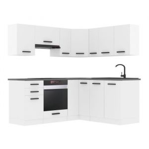Belini - Cuisine Equipee Complete Sarah Muebles de Cuisine Complets. L-Forme Cuisine. Cuisine Complete sans Plan de Travail, Blanc Mat