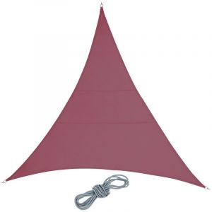 Image de Relaxdays Voile d'ombrage, triangle, concave, tissu PES, imperm&eacute;able, toile soleil avec cordes, 4 x 4 x 4 m, rouge