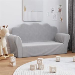 Image de VidaXL Canap&eacute; pour enfants 2 places gris clair peluche douce