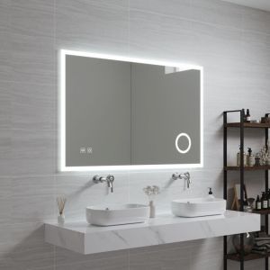 Miroir LED Scafa pour salle de bain avec loupe 3 fois 70 x 100 cm blanc pro.tec - blanc
