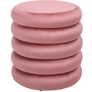 Pouf en velours rose ECAMBI