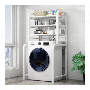 Étagère de Dessus de Machine à Laver - Métal Blanc - 3 Niveaux  Pliable  152,5 x 71 x 50 cm