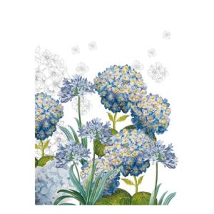 Image de Torchon métis lin & coton lavé Jardin d'hortensias