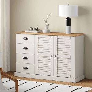 VidaXL Buffet avec tiroirs vigo 113x40x75 cm blanc bois massif de pin