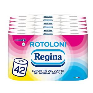 Regina Rouleaux Papier toilette | Lot de 42 rouleaux Maxi à 2 plis | 500 déchirures par rouleau | Résistant et délicat au contact de la peau | Papier 100% certifié FSC