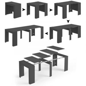 Dmora - Table console Compton, Table à manger extensible, Table avec rallonges polyvalentes extensibles jusqu'à 10 places, 51/237x90h78 cm,