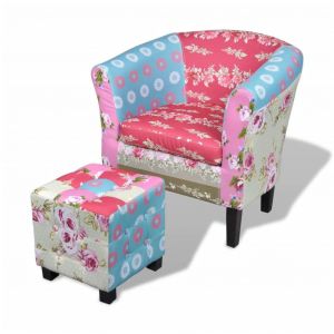 Image de VidaXL Fauteuil avec repose-pied Design avec patchwork