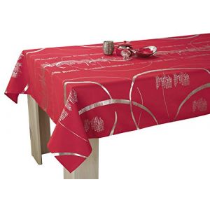 Le linge de Jules Nappe Shiny - Entretien Facile Rouge - Taille : Rectangle 150x350 cm