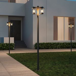 Trio Réverbère 3 lumières anthracite E27 IP44 lotus - Anthracite - Lúzete