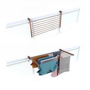 Étendoir balcon pliable et inclinable pour extérieur – corten – 102x63x8 cm - FOXYDRY DUO