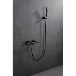 Ensemble Robinet mitigeur de douche thermostatique avec douchette IMEX Line Black Gun Métal