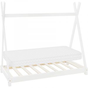 Lit d'enfant Tipi avec sommier à lattes 70x140 cm Blanc en bois ML-DESIGN