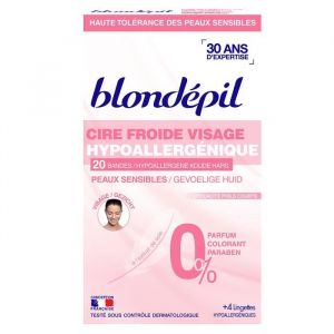 Blondépil Cire Froide Hypoallergenique Visage - 20 Bandes