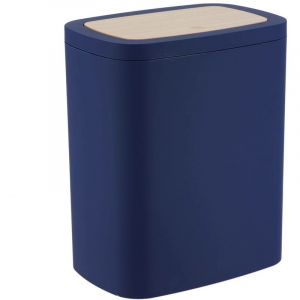 Tendance Poubelle de salle de bain 5L ouverture par pression - Bleu marine et Beige