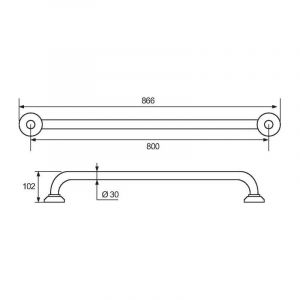 Pellet Barre droite laiton Ø 32 mm ASC Entraxe (mm) 800