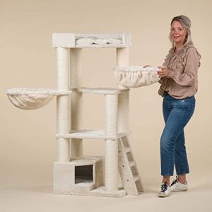 Arbre a Chat XXL geant Corner Coon Beige griffoir Arbres pour Grand Gros Chats Maine Coon Solide à Grande Taille Original Design Moderne de Luxe Adulte