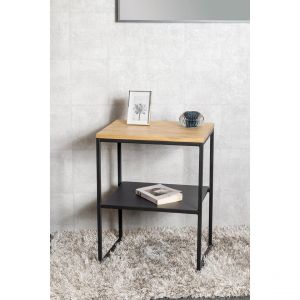 Table d'appoint à deux niveaux en chène et métal
