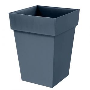 Eda Plastiques Pot de Fleur Carr&eacute; Mi-Haut Toscane - Volume 51 L - 39 x 39 x H.53 cm - Bleu Jean