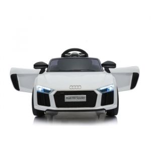 Image de Audi R8 Spyder Blanche Voiture Electrique (2x35W) pour enfant, 100 x 59 x 44 cm - Marche avant et arrière, Phares fonctionnels,