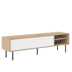 TemaHome Meuble TV effet bois chêne naturel et blanc