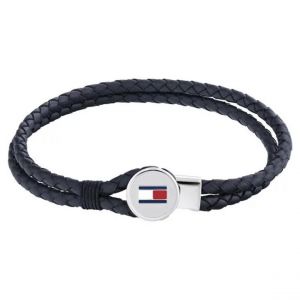 Tommy Hilfiger Bracelet Femme Bruce Leather - 2790656S Acier, Cuir Argent, Bleu
