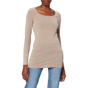 Vero Moda T-shirt Manches Longues Et Col En U Doux Maxy My XS Walnut / Detail Light Melange