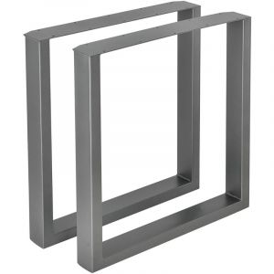 BC-Elec HM6072-GRIS 2 Pieds de table en acier gris format rectangulaire 60x72cm, Pieds pour meubles, Pieds de table m&eacute;tal - Gris