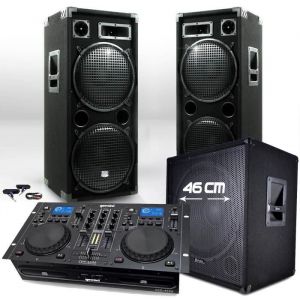 Ibiza Sound Pack 3000W 18215 Caisson bi-amplifié + Table GEMINI CDM4000