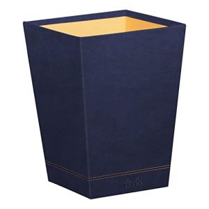 Rhodia Rama corbeille à papier simili cuir italien 27x27x32 cm - Bleu nuit