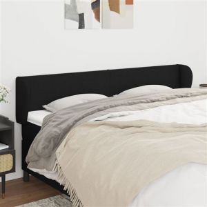 VidaXL Tête de Lit avec Oreilles Meuble de Chambre à Coucher Accessoire de Lit Double Tête de Cadre de Lit Intérieur Noir 163x23x78/88 cm Tissu