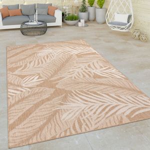 Paco Home - Tapis Exterieur Terrasse Salon Cuisine Motif Fleuri Motif Fleurs Beige Cr&egrave;me 60x100 cm