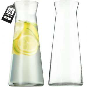 Lot de 2 carafes en verre robuste - Passe au lave-vaisselle - Carafe à eau sans plomb - Pour eau, jus, limonade, lait (1 l - 2 pièces) - Kadax