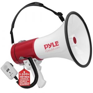 Pyle M&eacute;gaphone Porte-Voix 50W -Haut-Parleur M&eacute;gaphone avec Sir&egrave;ne Int&eacute;gr&eacute;e, Contr&ocirc;le de Volume R&eacute;glable, Port&eacute;e 1100 m &ndash;pour &Eacute;v&eacute;nements Sportifs, Entra&icirc;neurs, Manifestations, S&eacute;curit&eacute;, Urgences