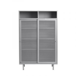 DRAWER Vaisselier 2 portes, 2 niches en métal H140cm grège