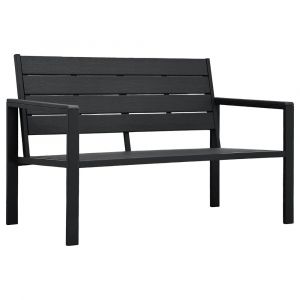Banc de jardin meuble de patio d'extérieur terrasse 120 cm pehd noir aspect de bois 02_0011206