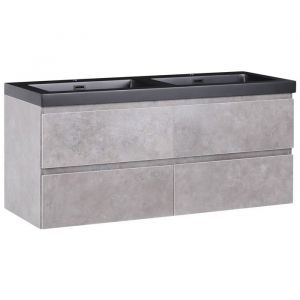 Beliani Meuble-lavabo mural avec double vasque CARDIEL 120 cm 52 cm Gris
