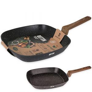 Quttin - Po&ecirc;le &agrave; r&ocirc;tir antiadh&eacute;sif &agrave; induction Ecologi avec poign&eacute;e pour tous les types de cuisini&egrave;res en aluminium forg&eacute; double couche, r&eacute;sistant et durable, grille-pain noir 28 cm