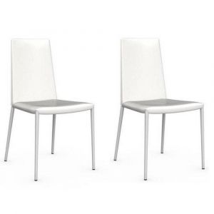Inside75 Lot de 2 chaises italienne BOHEME cuir économique blanc