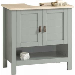 Sobuy Meuble sous Lavabo 2 portes effet bois gris