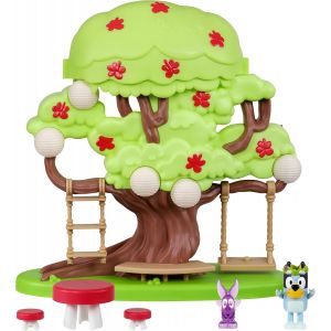 Bluey Cabane dans l'arbre avec cachette de fée secrète, Couronne de Fleurs et Figurine de fée secrète – Comprend Bleu, balançoire, hamac et échelle en Corde pour Les Enfants de 3 Ans et Plus avec 4