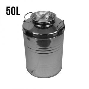 Image de Linxor Fût alimentaire en inox avec robinet pour huile d'olive ou autre - 50L