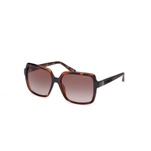 Guess Femme GU00157 52F Lunettes de soleil Injecté Havana Marrone Carré Normale Sfumato