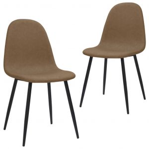 Image de VidaXL Chaises à dîner 2 pcs 45x54,5x87 cm Marron foncé Similicuir