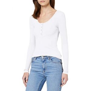 Image de Pieces Pckitte Ls Top Noos B C T-Shirt À Manches Longues, Blanc (Bright White Bright White), Small Femme