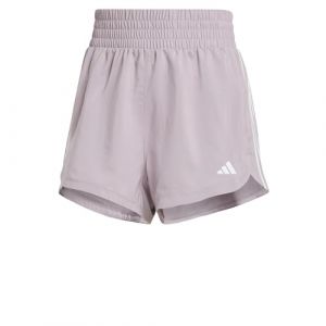 Adidas Short de training taille haute toile Pacer 3 bandes - Preloved Fig / White, Preloved Fig / White - Taille L 5"
